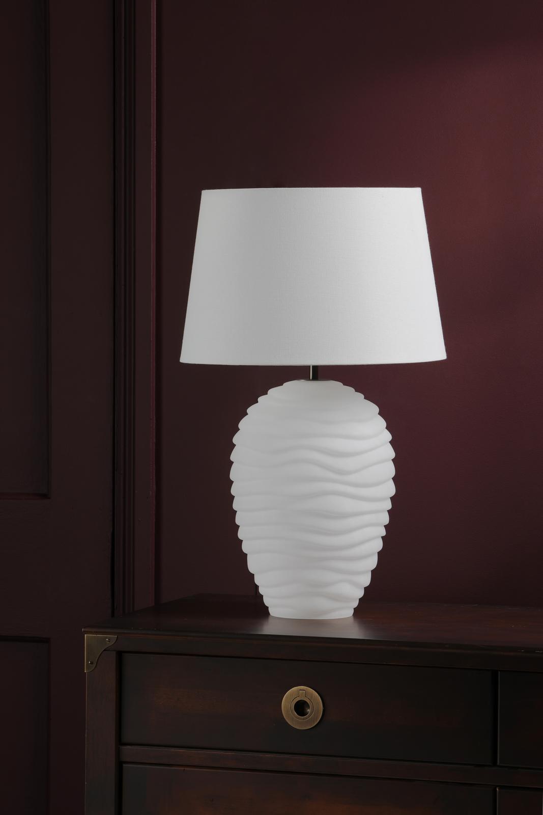 Dar Encara Dual Lit Table Lamp White Glass and Antique Bronze With Linen Shade