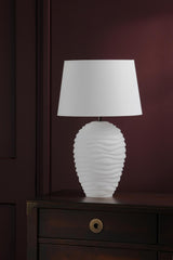 Dar Encara Dual Lit Table Lamp White Glass and Antique Bronze With Linen Shade