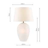 Dar Encara Dual Lit Table Lamp White Glass and Antique Bronze With Linen Shade