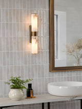 Dar Eneco 2 Light Bathroom Wall Light Antique Bronze and Natural Alabaster IP44
