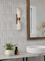 Dar Eneco 2 Light Bathroom Wall Light Antique Bronze and Natural Alabaster IP44