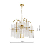 Dar Eniola 9 Light Pendant Natural Brass and Glass from Amos Lighting + Home