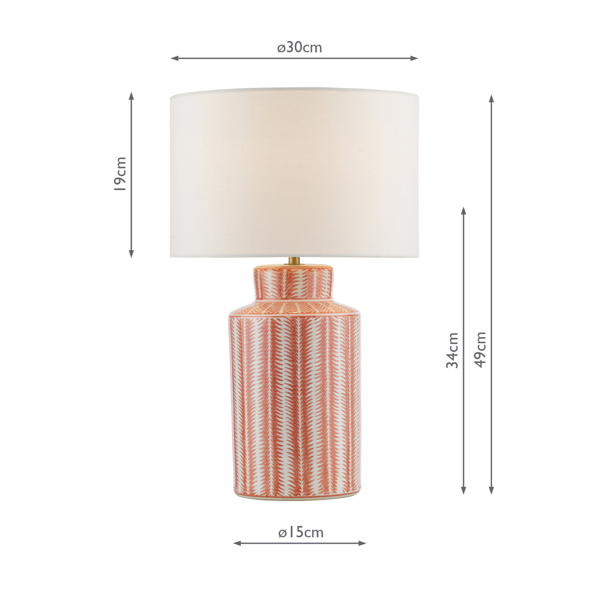 Dar Ennio Table Lamp Red Ceramic and Antique Brass With Linen Shade