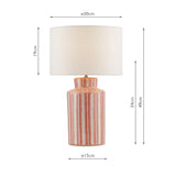 Dar Ennio Table Lamp Red Ceramic and Antique Brass With Linen Shade