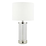 Dar Enrico Rechargeable Table Lamp Polished Nickel with Shade –  from Amos Lighting + Home