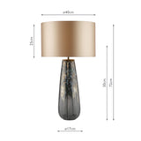 Dar Erdis Table Lamp Blue Art Glass and Antique Bronze With Taupe Shade