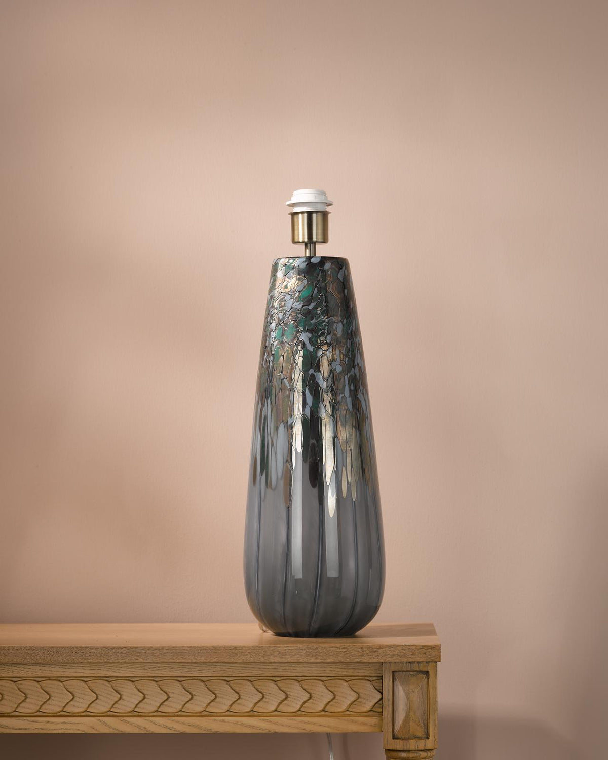 Dar Erdis Table Lamp Blue Art Glass and Antique Brass Base Only