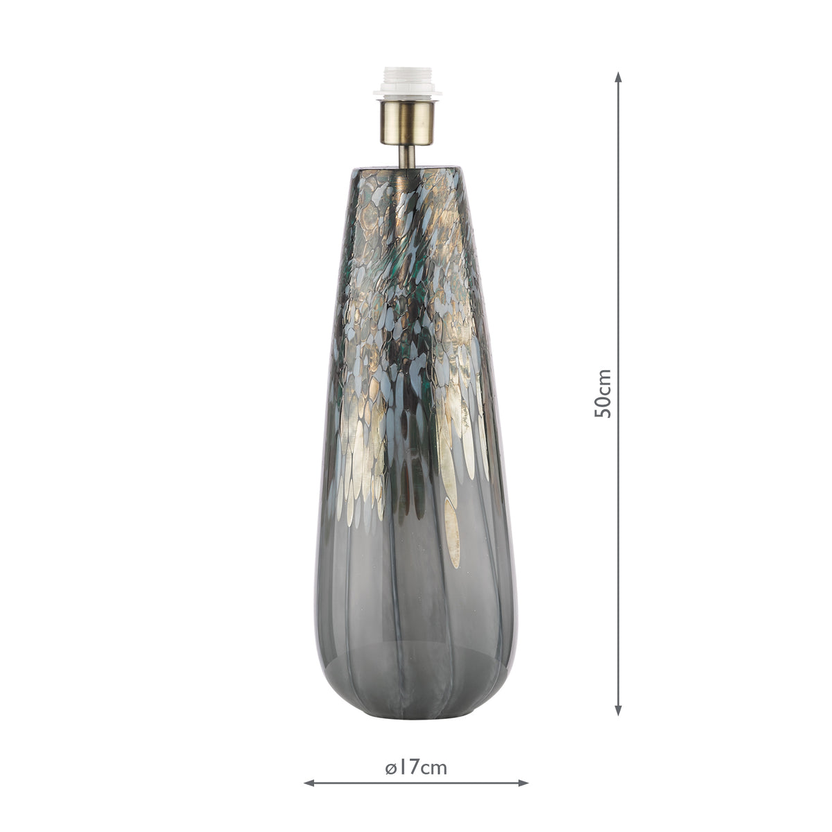Dar Erdis Table Lamp Blue Art Glass and Antique Brass Base Only