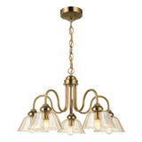 Dar Erika 5 Light Pendant Antique Bronze and Amber Glass