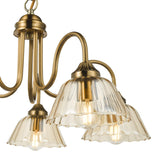 Dar Erika 5 Light Pendant Antique Bronze and Amber Glass