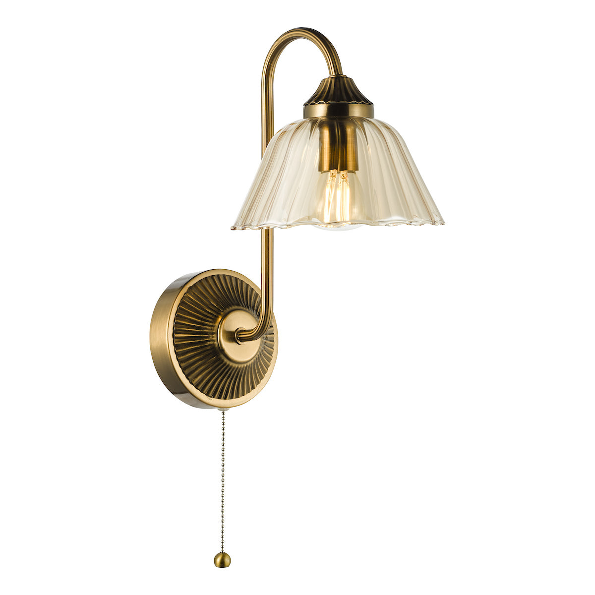 Dar Erika Wall Light Antique Bronze and Amber Glass
