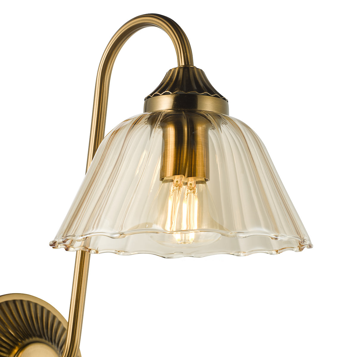 Dar Erika Wall Light Antique Bronze and Amber Glass