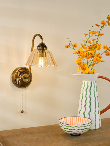 Dar Erika Wall Light Antique Bronze and Amber Glass