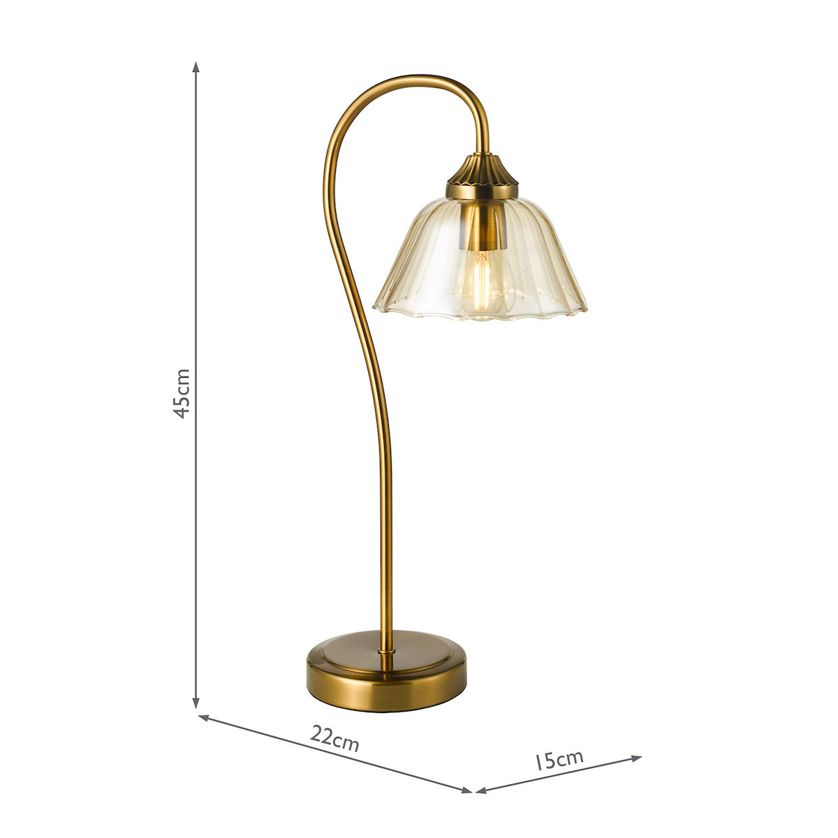 Dar Erika Table Lamp Antique Bronze and Amber Glass