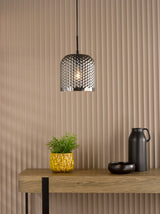 Dar Esila Pendant Matt Black and Smoked Glass
