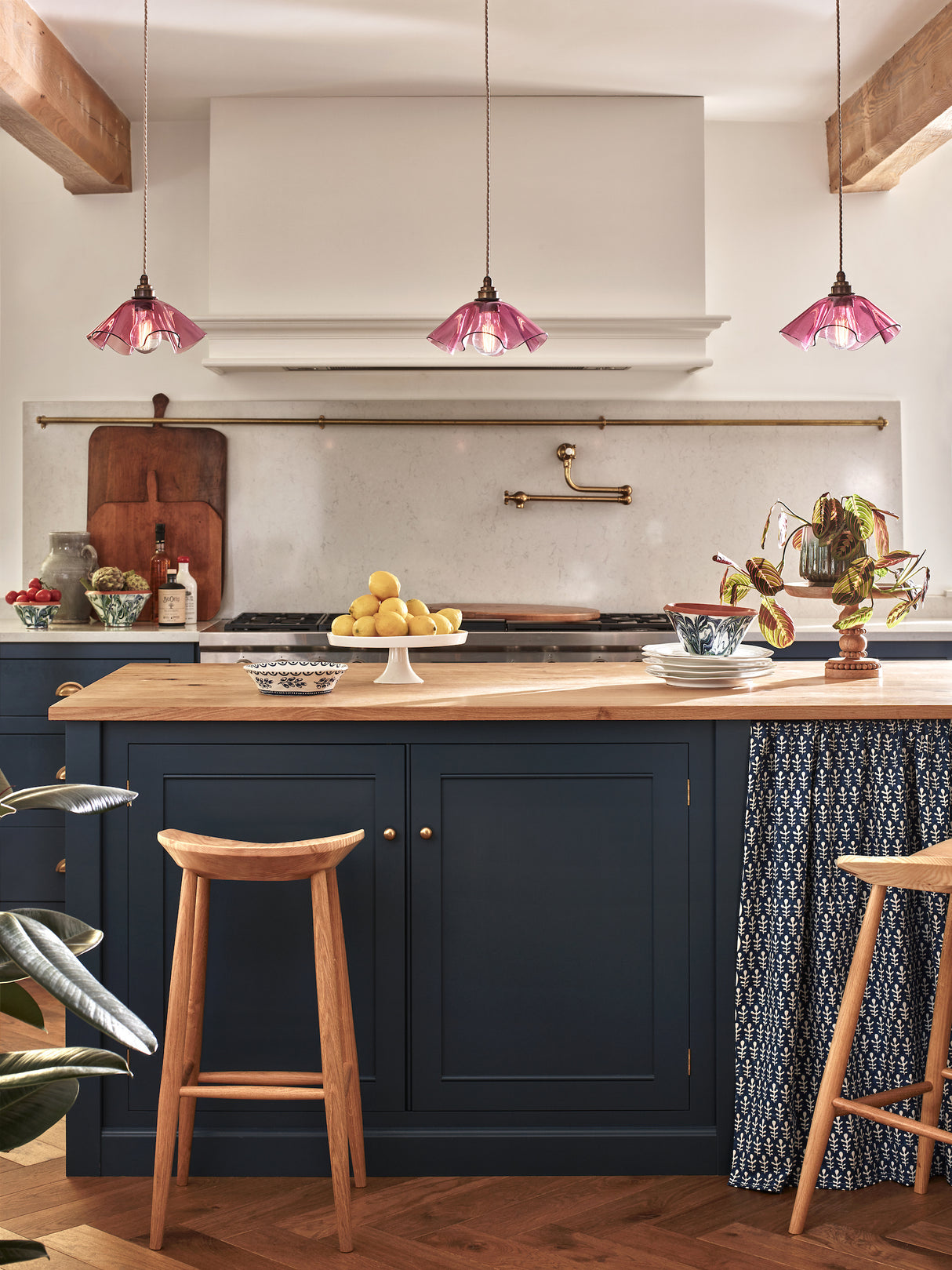 David Hunt Ethel Pendant Azalea Glass and Antique Brass