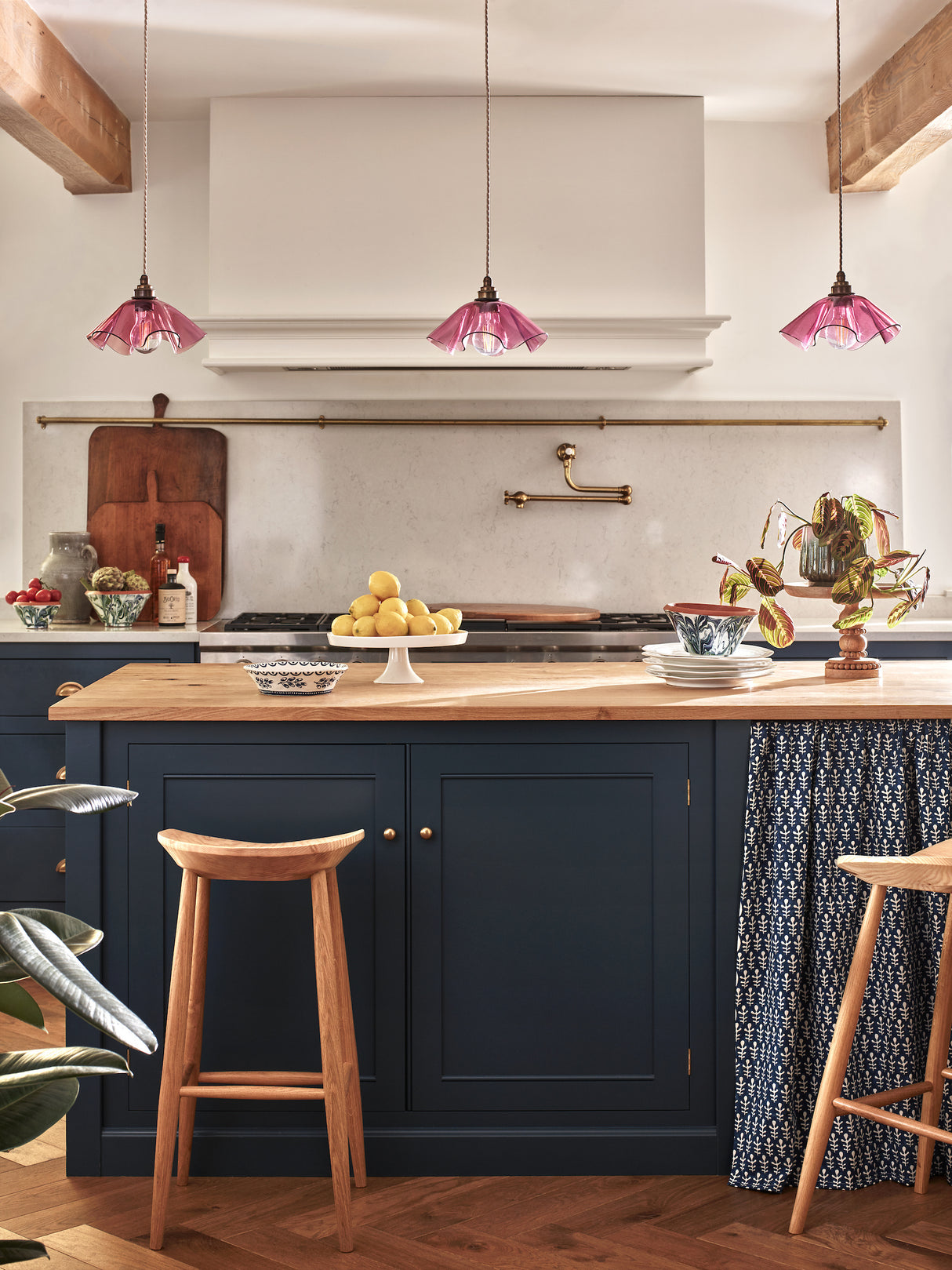 David Hunt Ethel Pendant Azalea Glass and Antique Brass