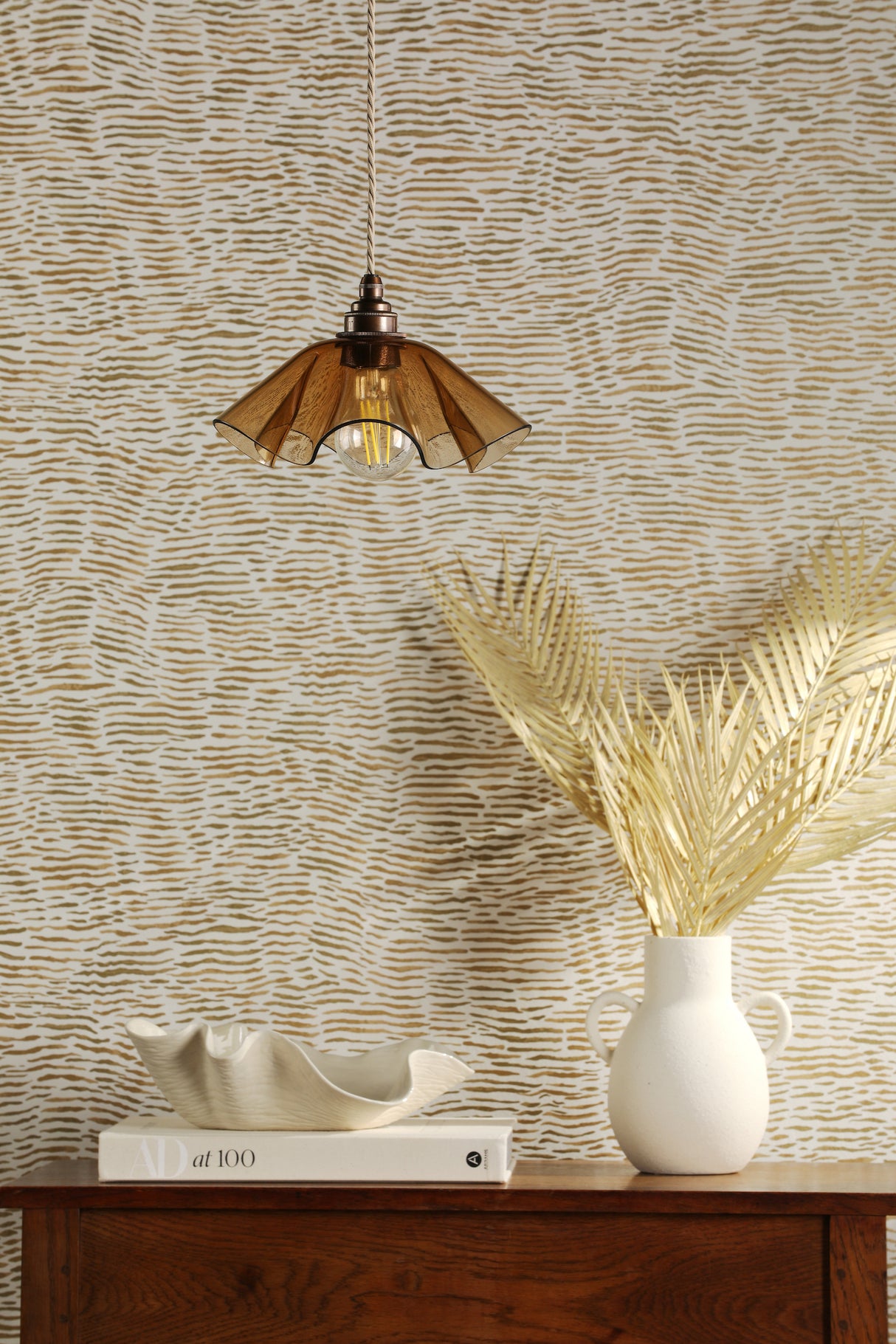 David Hunt Ethel Pendant Tobacco Glass and Antique Brass