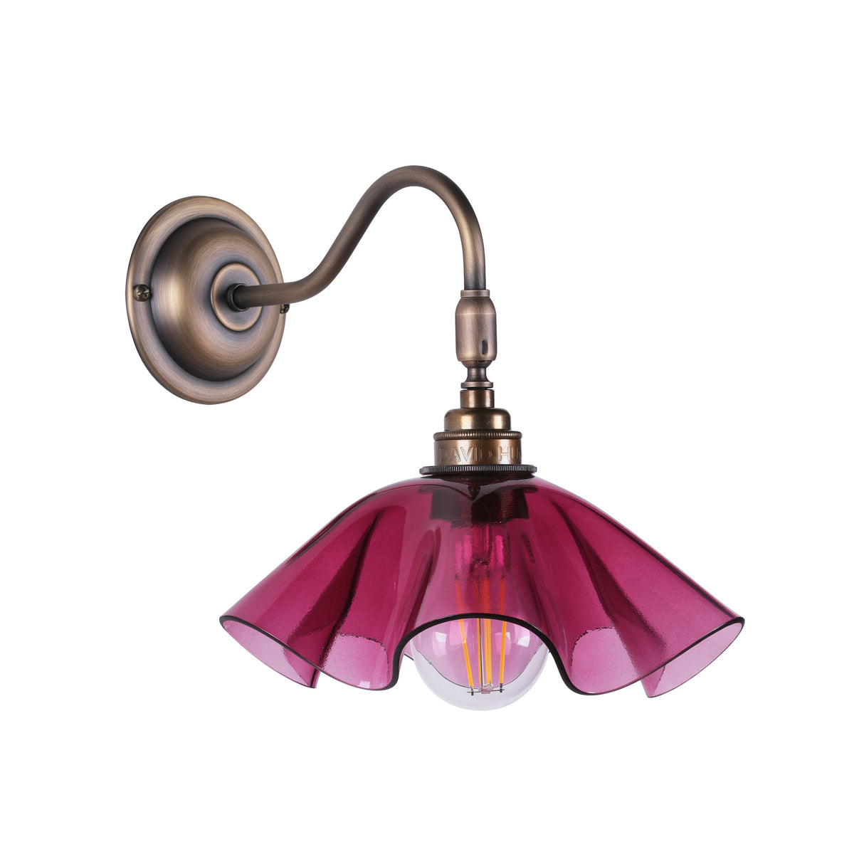 David Hunt Ethel Wall Light Azalea Glass and Antique Brass