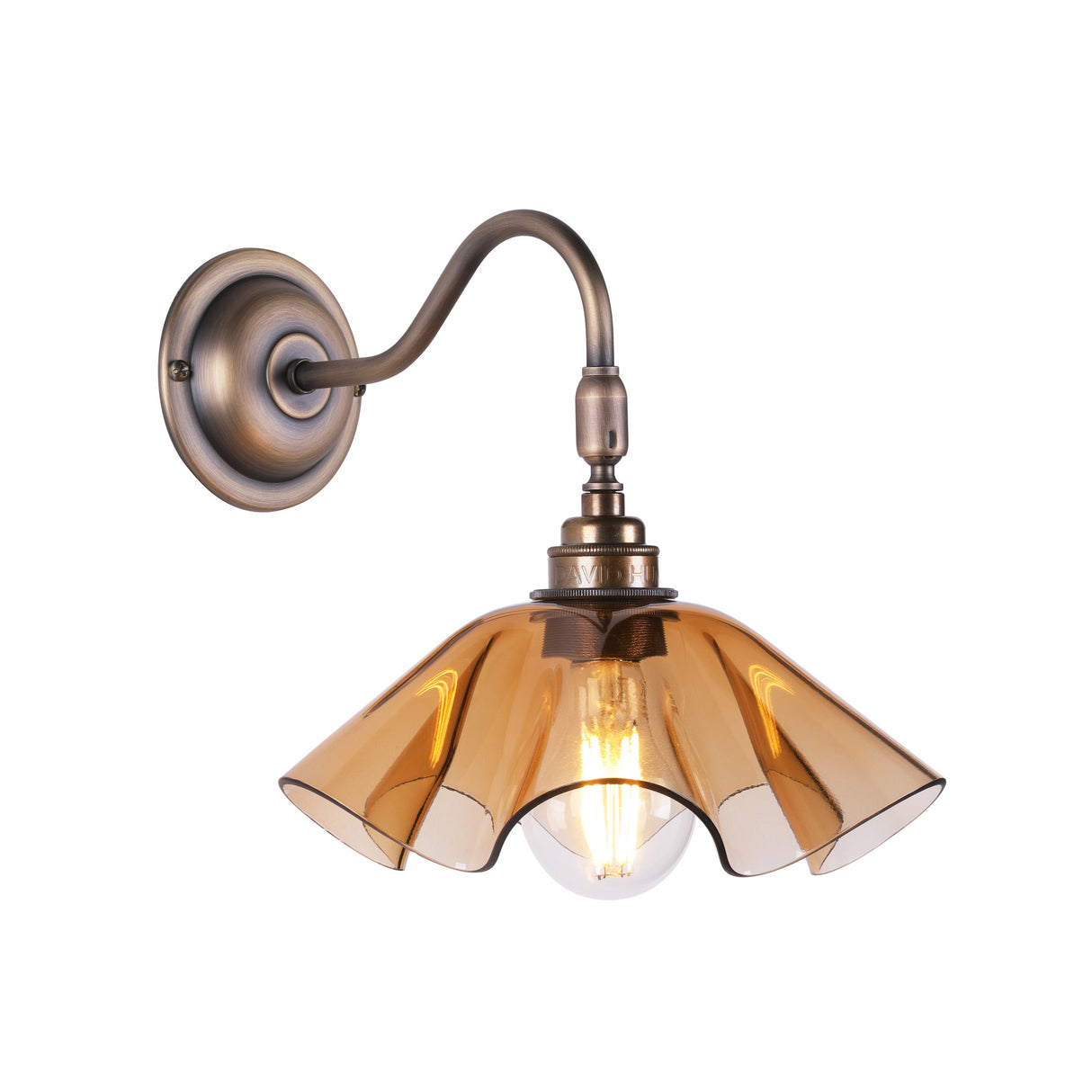 David Hunt Ethel Wall Light Tobacco Glass and Antique Brass
