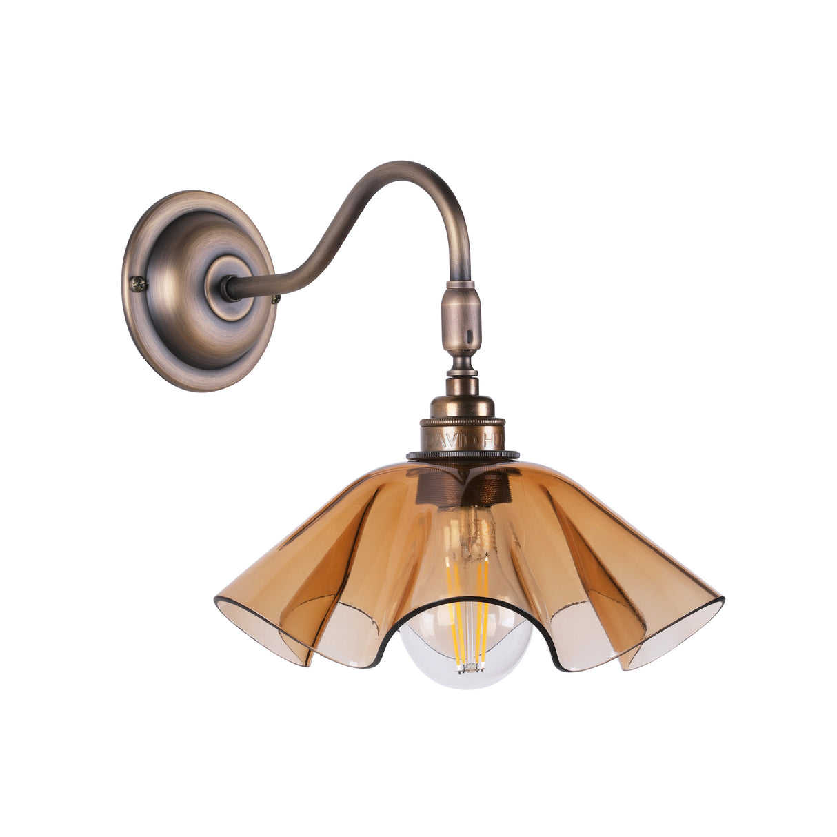 David Hunt Ethel Wall Light Tobacco Glass and Antique Brass
