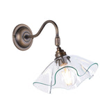 David Hunt Ethel Wall Light Clear Glass and Antique Brass