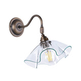 David Hunt Ethel Wall Light Clear Glass and Antique Brass