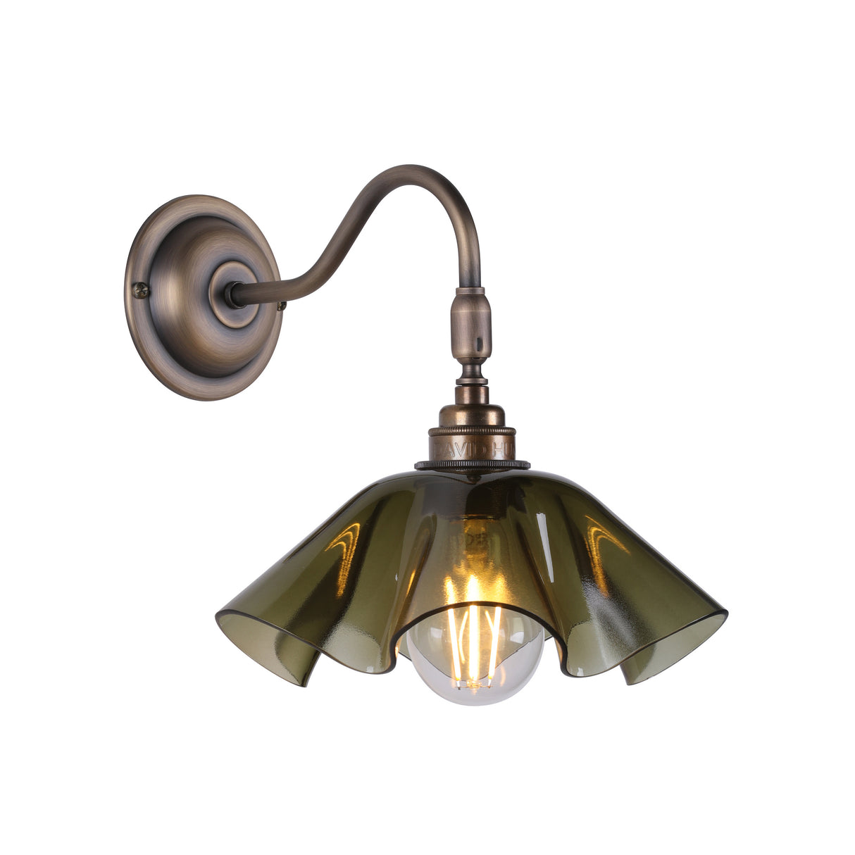 David Hunt Ethel Wall Light Moss Green Glass and Antique Brass