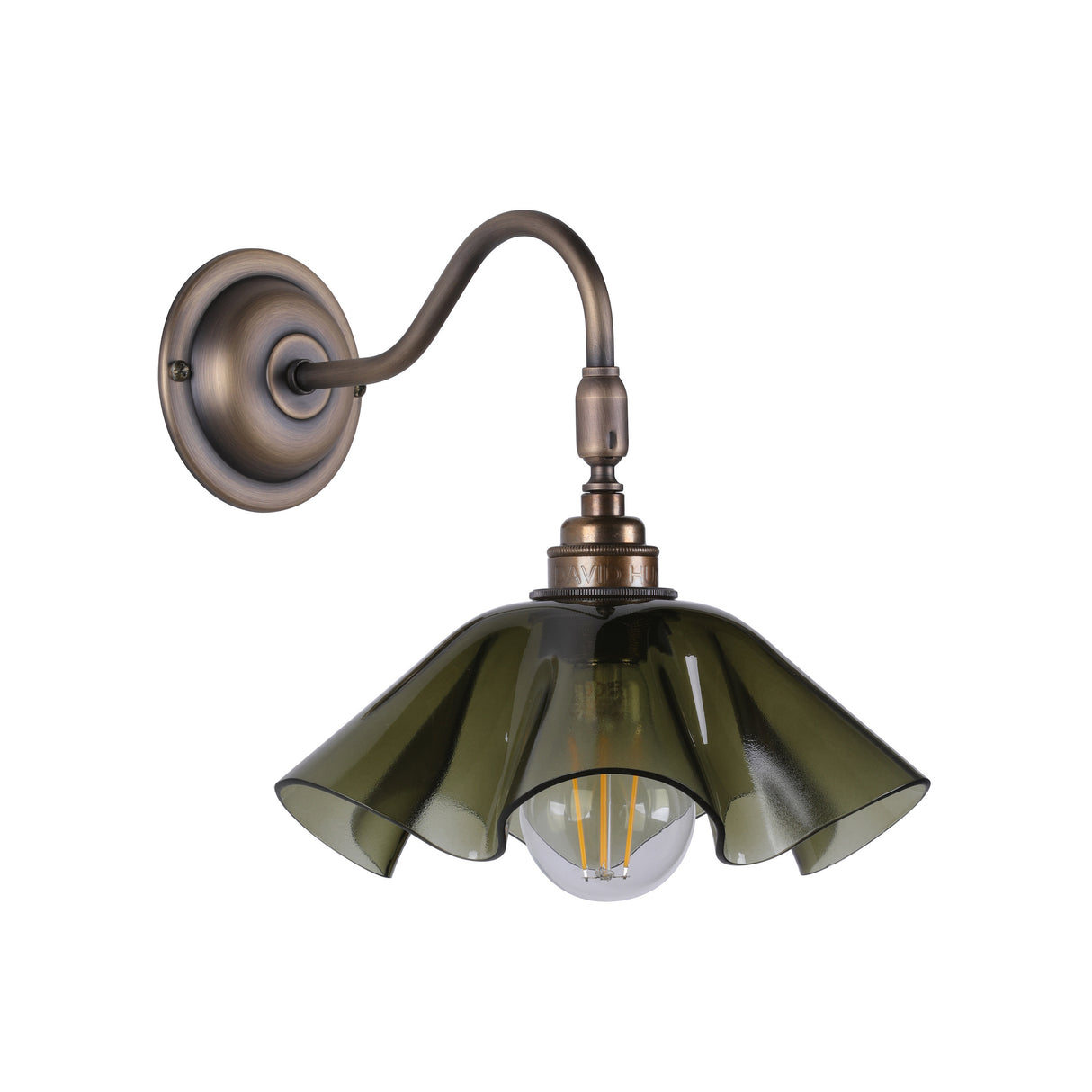 David Hunt Ethel Wall Light Moss Green Glass and Antique Brass