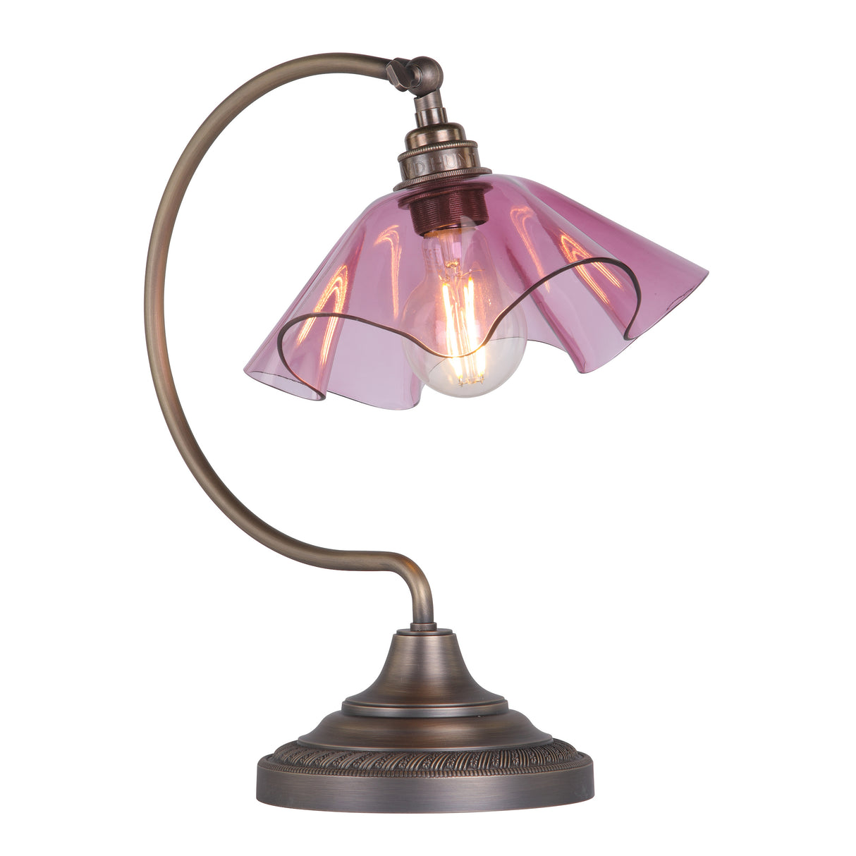 David Hunt Ethel Table Lamp Azalea Glass and Antique Brass