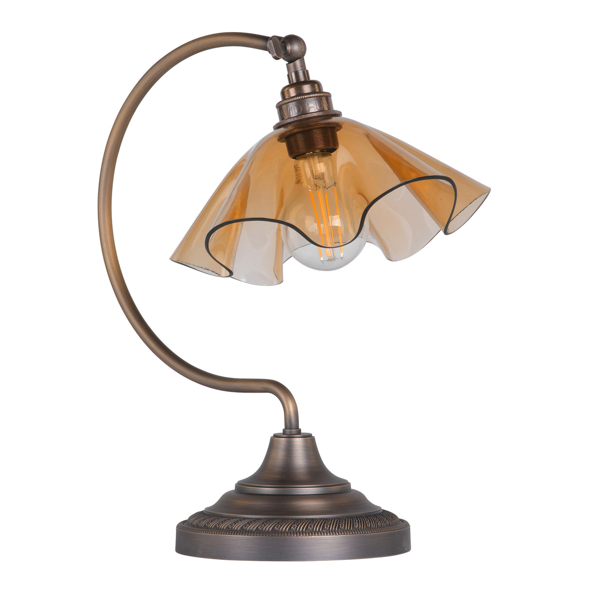 David Hunt Ethel Table Lamp Tobacco Glass and Antique Brass