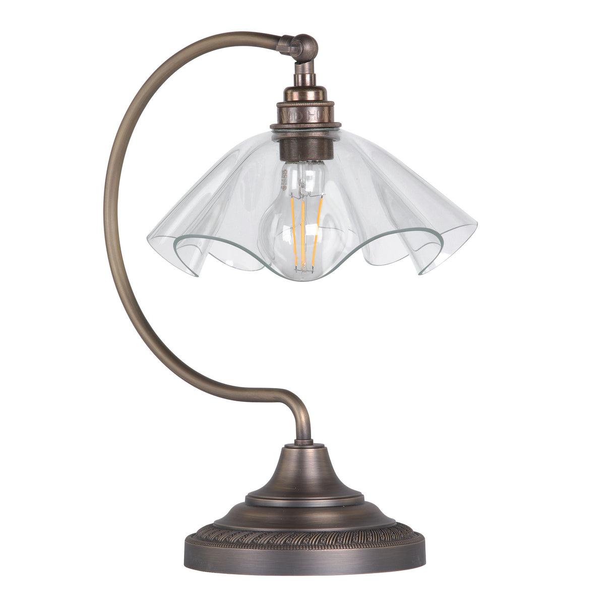 David Hunt Ethel Table Lamp Clear Glass and Antique Brass