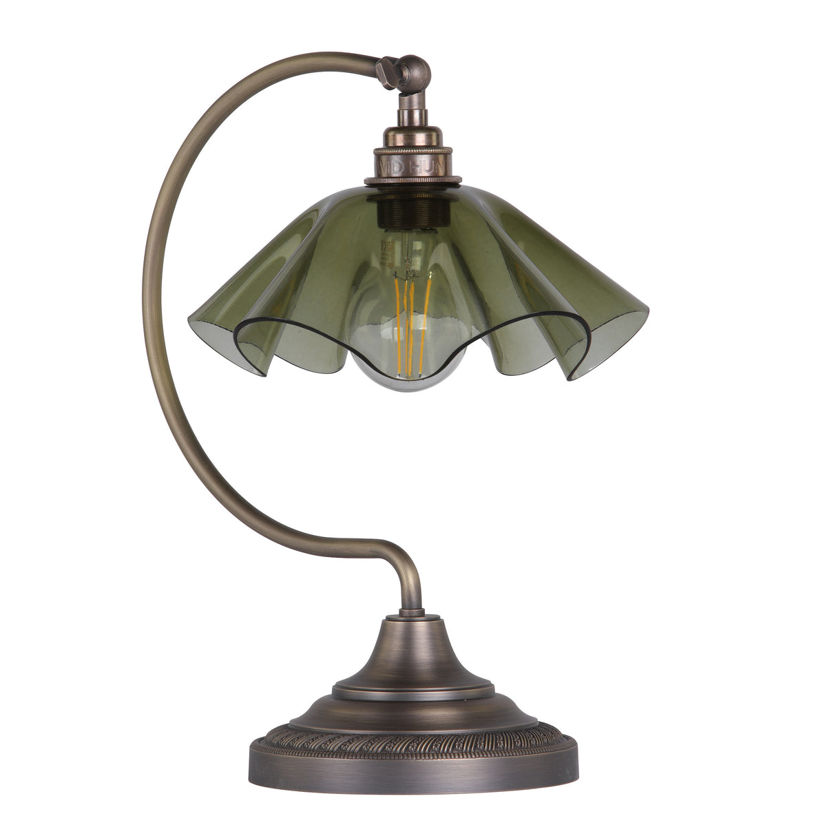 David Hunt Ethel Table Lamp Moss Glass and Antique Brass