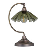 David Hunt Ethel Table Lamp Moss Glass and Antique Brass