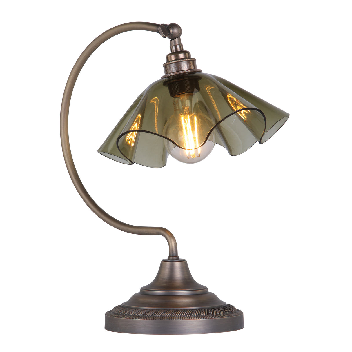 David Hunt Ethel Table Lamp Moss Glass and Antique Brass