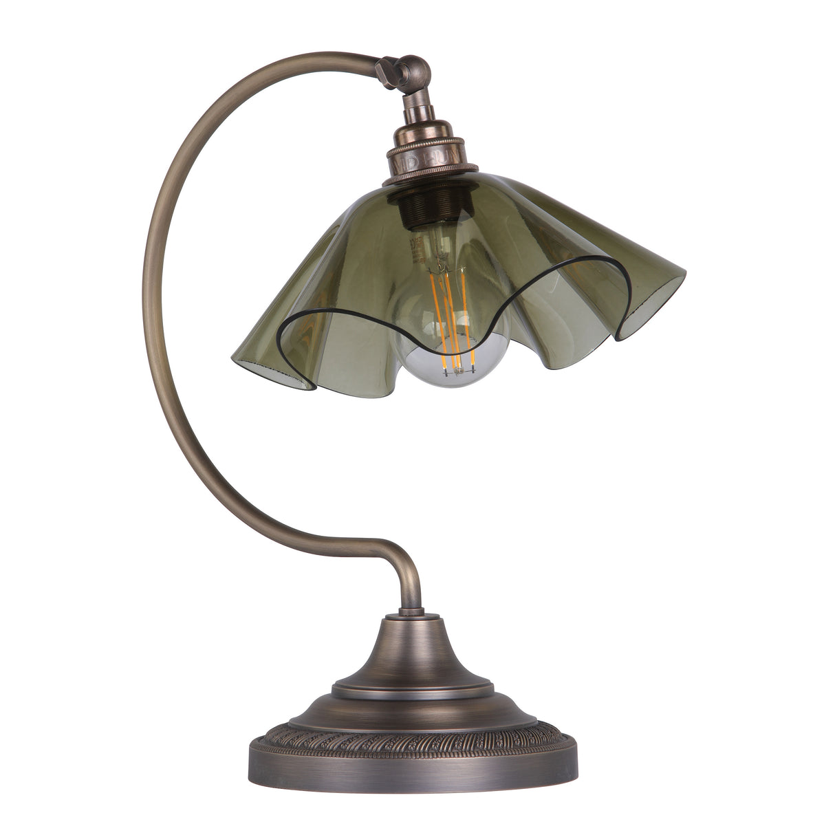 David Hunt Ethel Table Lamp Moss Glass and Antique Brass