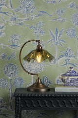 David Hunt Ethel Table Lamp Moss Glass and Antique Brass