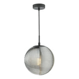 Dar Evander Single Pendant Matt Black and Smoked Glass –  from Amos Lighting + Home