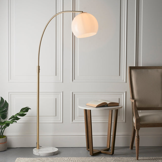 Endon Otto Floor Lamp White/Grey Marble from Amos Lighting + Home