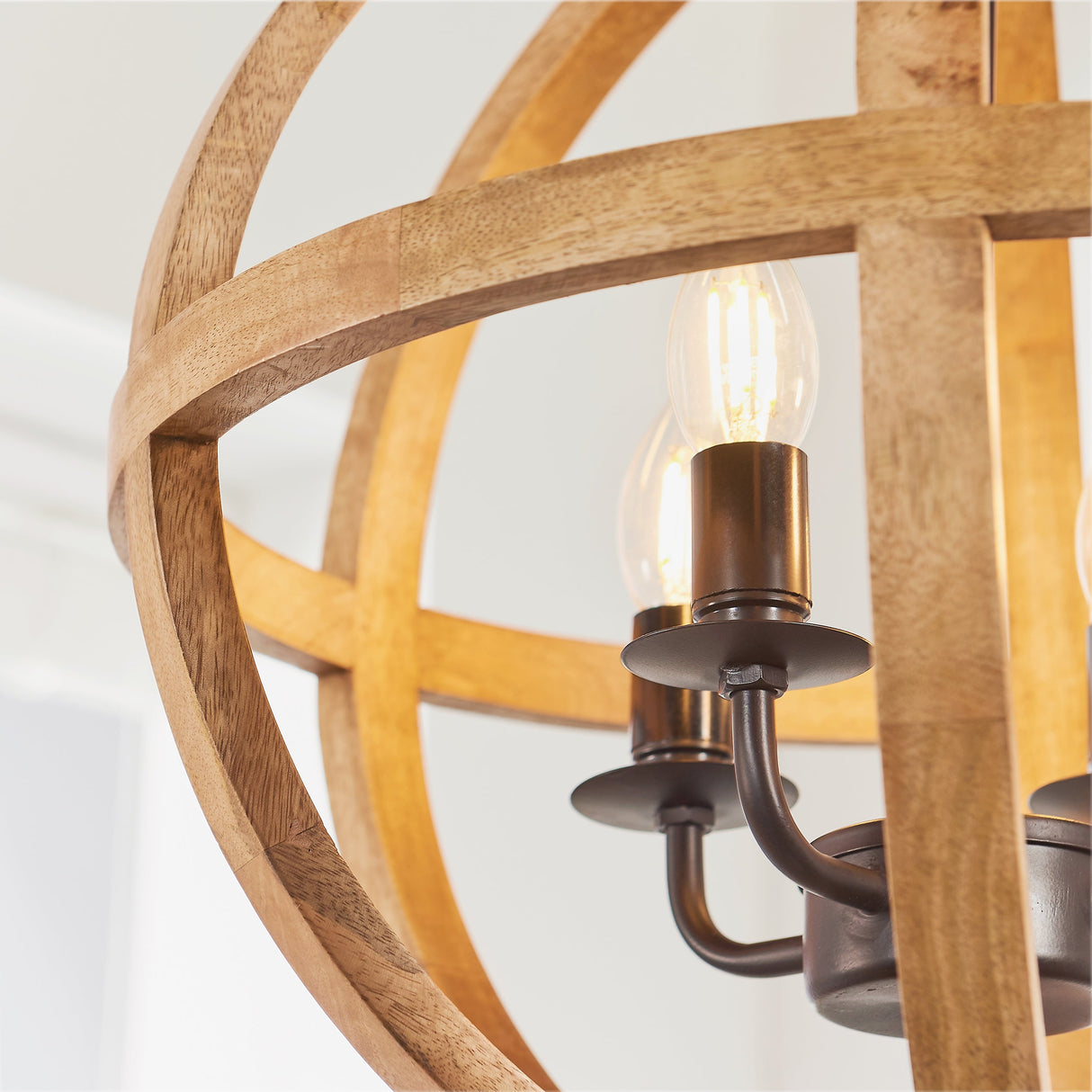 Endon Toba 4lt Wooden Orb Chandelier from Amos Lighting + Home