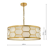 Dar Epstein 4lt Pendant Gold With Ivory Shade & Frosted Glass Diffuser –  from Amos Lighting + Home