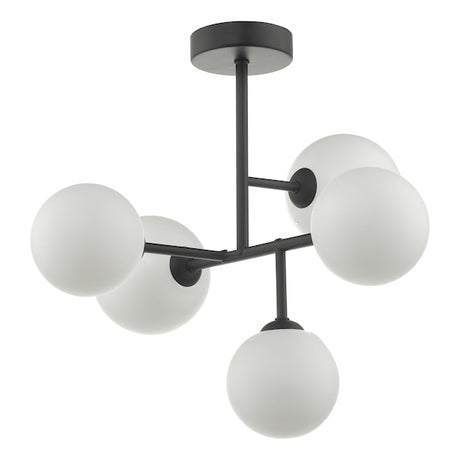 Dar Euan 5 Light Semi Flush Ceiling Light Black –  from Amos Lighting + Home