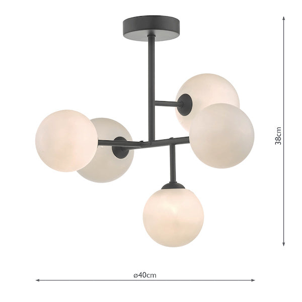 Dar Euan 5 Light Semi Flush Ceiling Light Black –  from Amos Lighting + Home