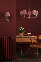 Dar Favian 5 Light Pendant Matt Bronze With Esther Red Shade