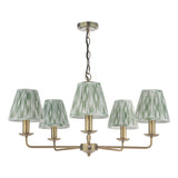 Dar Favian 5 Light Pendant Matt Bronze With Ikat Green Shade
