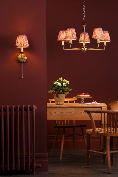 Dar Favian Wall Light Matt Bronze With Esther Red Shade