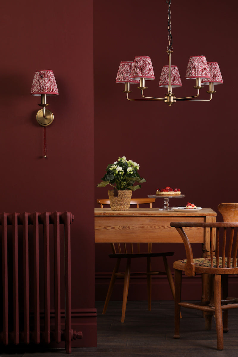 Dar Favian Wall Light Matt Bronze With Esther Red Shade
