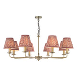 Dar Favian 8 Light Pendant Matt Bronze With Esther Red Shade