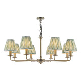 Dar Favian 8 Light Pendant Matt Bronze With Ikat Green Shade