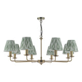 Dar Favian 8 Light Pendant Matt Bronze With Ikat Green Shade
